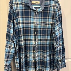 Tommy Bahama Navy and Light Blue Plaid Shirt